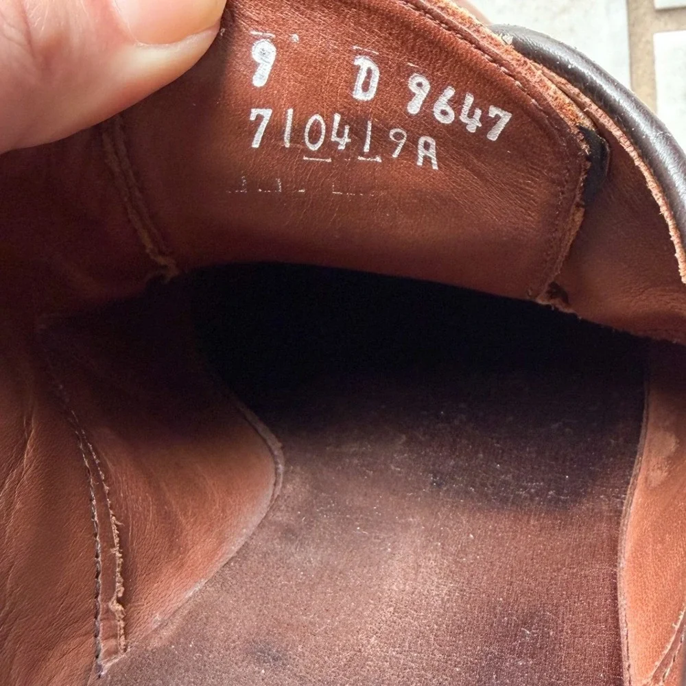 Allen Edmonds Stuttgart Shoes Mens 9 Brown Leather Wingtip Brogue Oxford - Picture 6 of 7